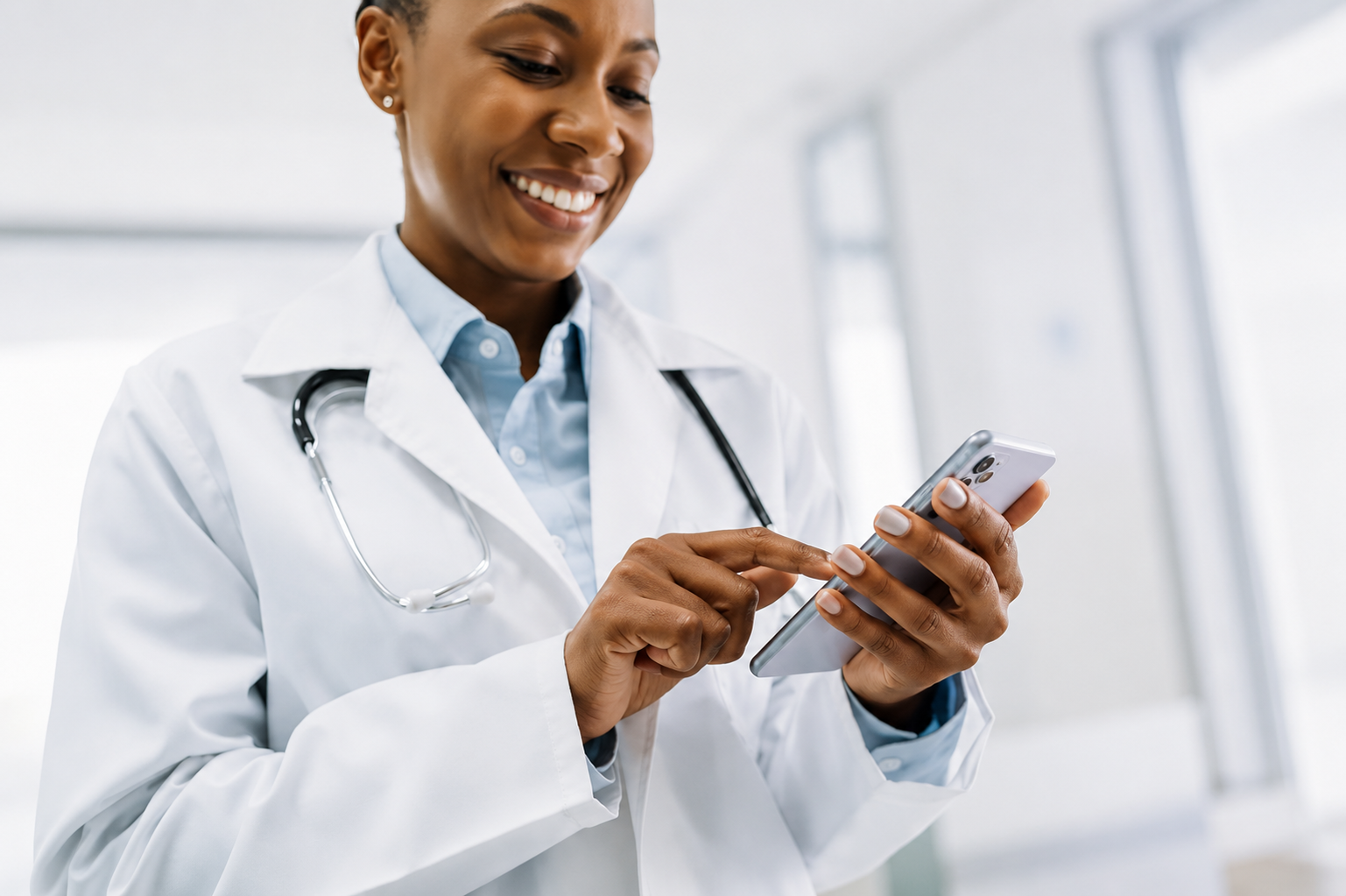 A clinician using a tablet