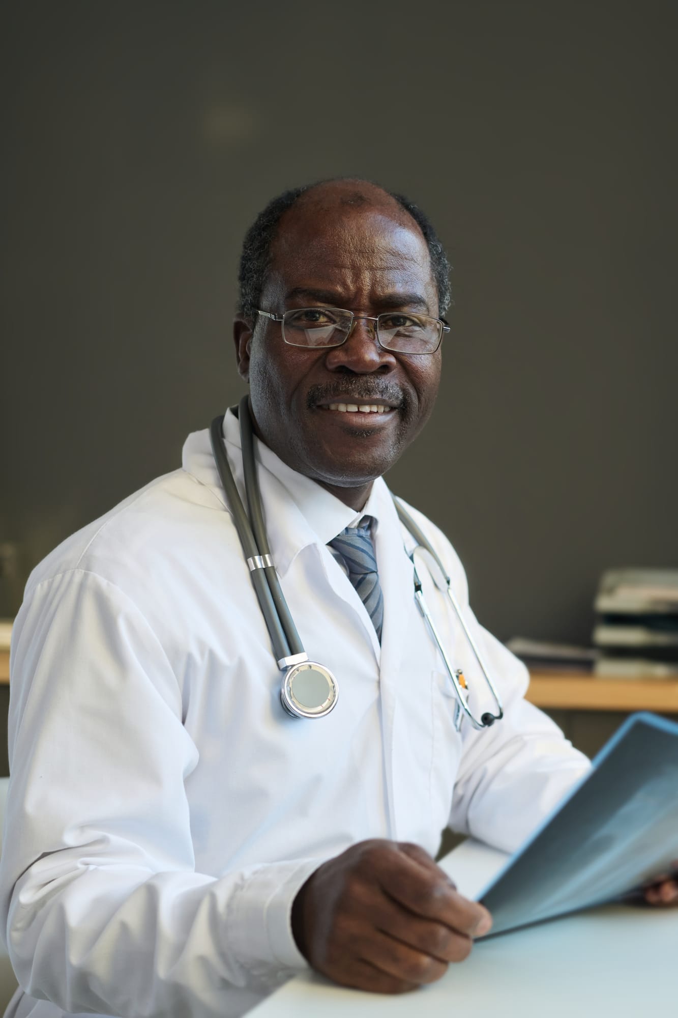 A cardiologist wearing a stethoscope
